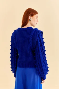 FARM Rio BLUE BRAIDED SWEATER