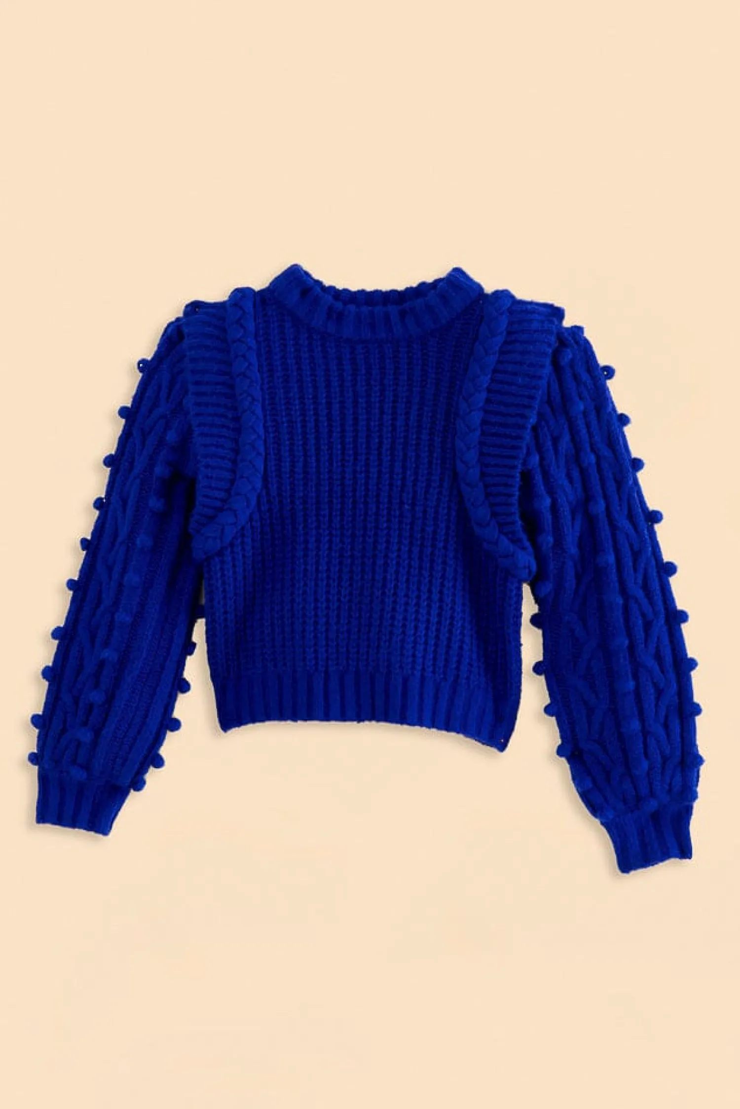 FARM Rio BLUE BRAIDED SWEATER
