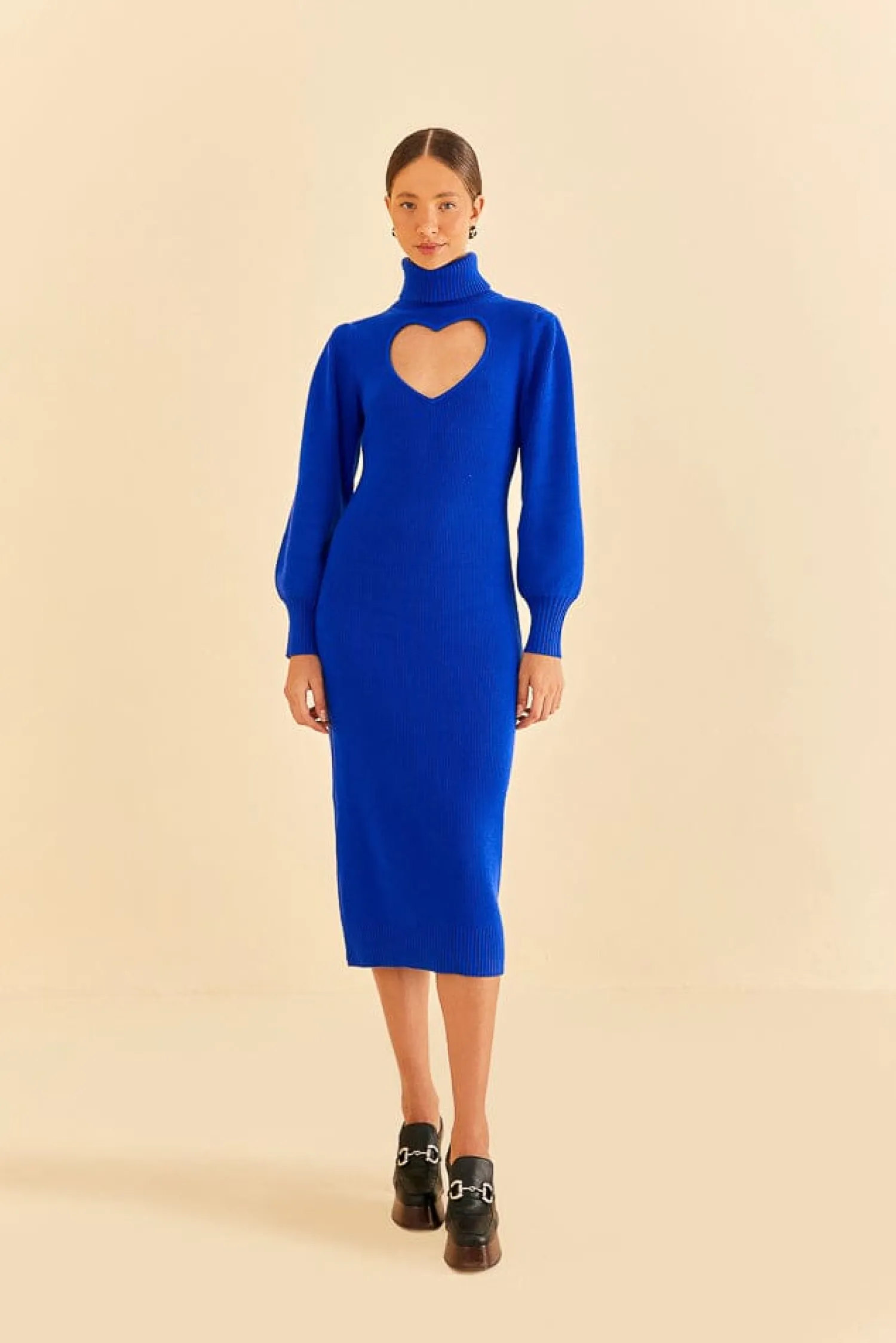 FARM Rio BLUE HEART NECKLINE KNIT DRESS