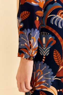 FARM Rio BLUE NATURE BEAUTY LONG SLEEVE MAXI DRESS
