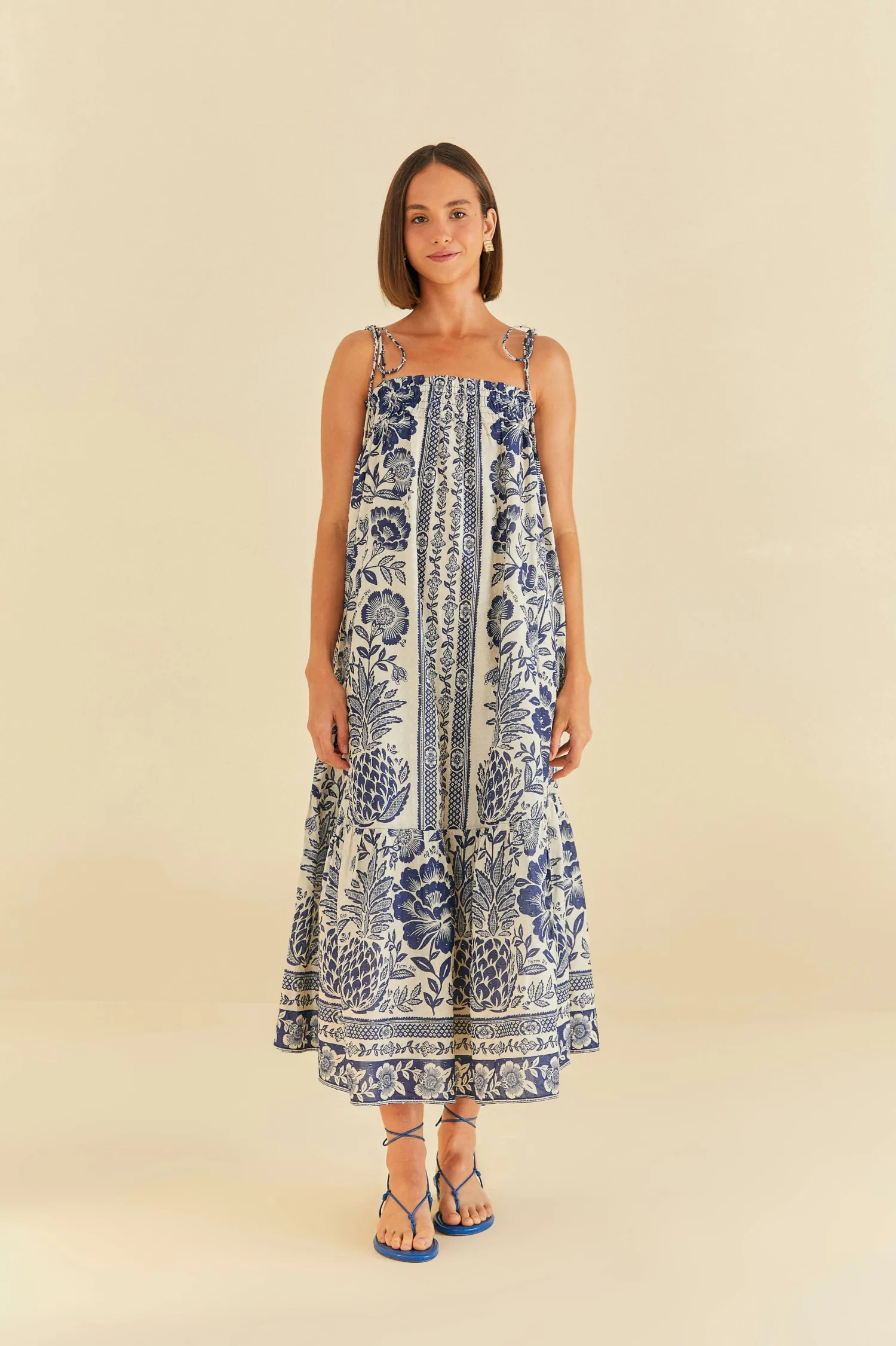 FARM Rio BLUE PINEAPPLE GARDEN MAXI DRESS