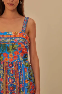 FARM Rio BLUE STITCHED GARDEN MAXI DRESS