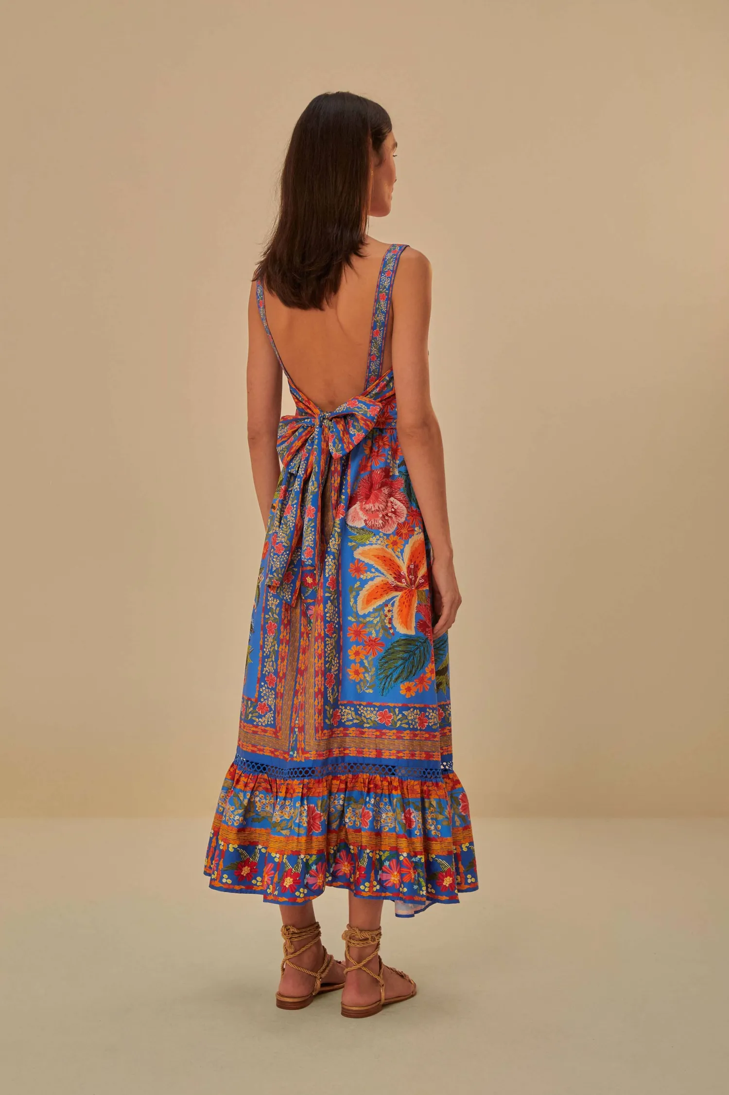 FARM Rio BLUE STITCHED GARDEN MAXI DRESS
