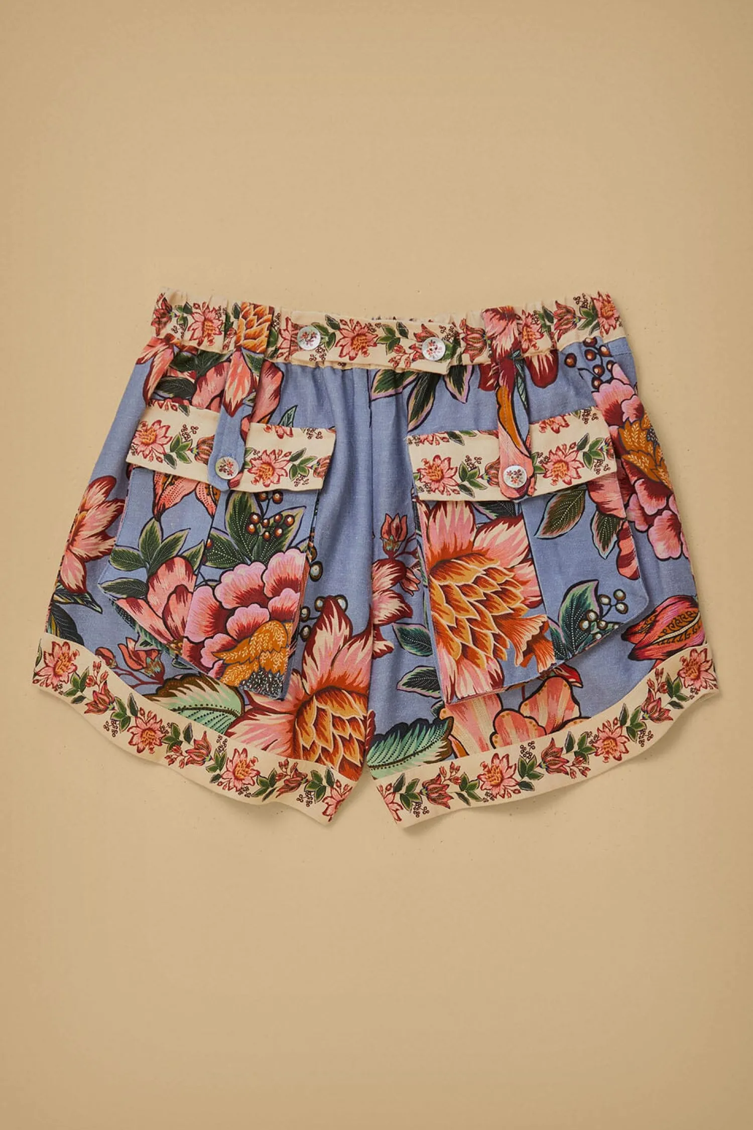 FARM Rio BLUE WONDERFUL BOUQUET EUROFLAX™ LINEN SHORTS