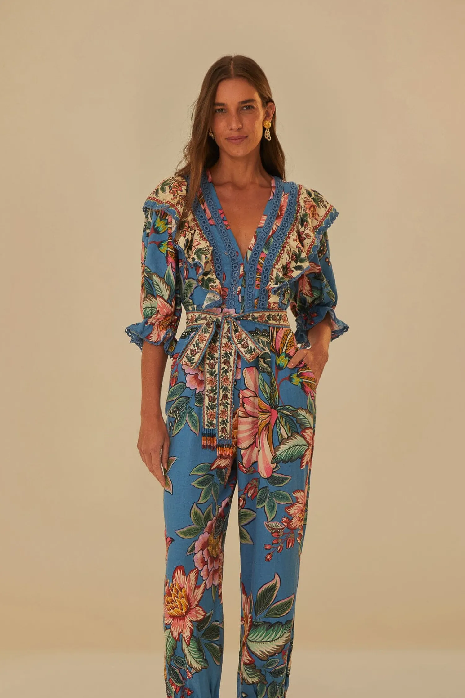 FARM Rio BLUE WONDERFUL BOUQUET LENZING™ ECOVERO™ EUROFLAX™ JUMPSUIT