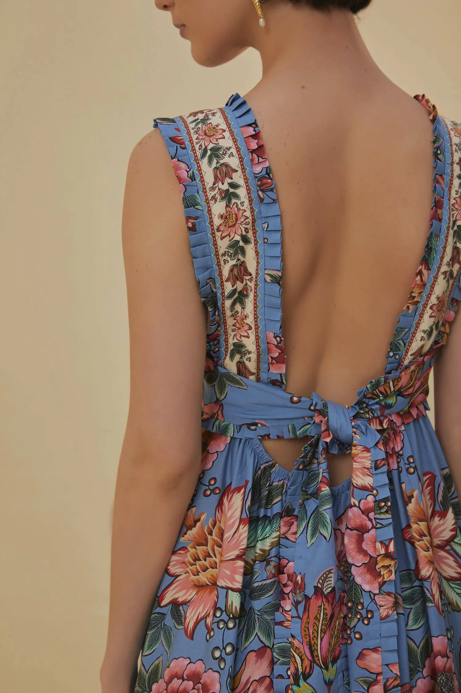 FARM Rio BLUE WONDERFUL BOUQUET SLEEVELESS MAXI DRESS