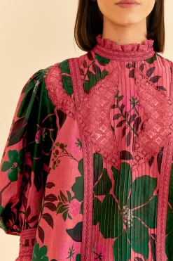 FARM Rio  BLUSH FLORAL YARD BLOUSE