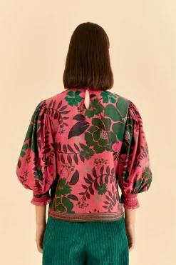 FARM Rio  BLUSH FLORAL YARD BLOUSE