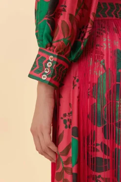 FARM Rio  BLUSH FLORAL YARD FRINGE MAXI DRESS