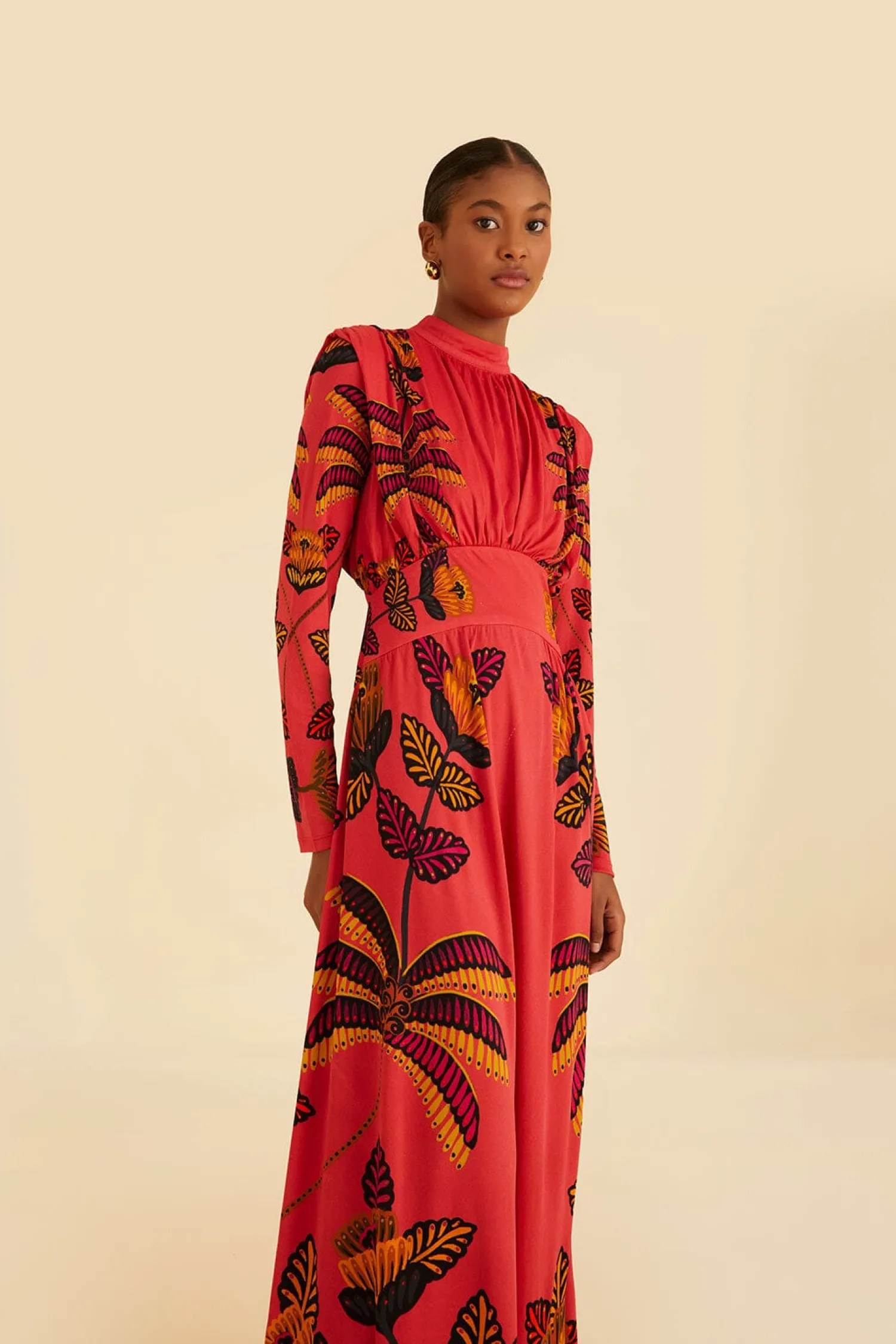 FARM Rio BLUSH LIVING BLOOM HIGH NECK MAXI DRESS