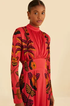 FARM Rio BLUSH LIVING BLOOM HIGH NECK MAXI DRESS