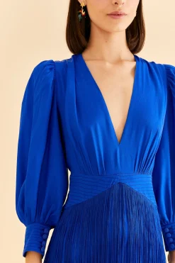 FARM Rio BRIGHT BLUE FRINGES MAXI DRESS