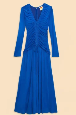 FARM Rio BRIGHT BLUE LONG SLEEVE MIDI DRESS