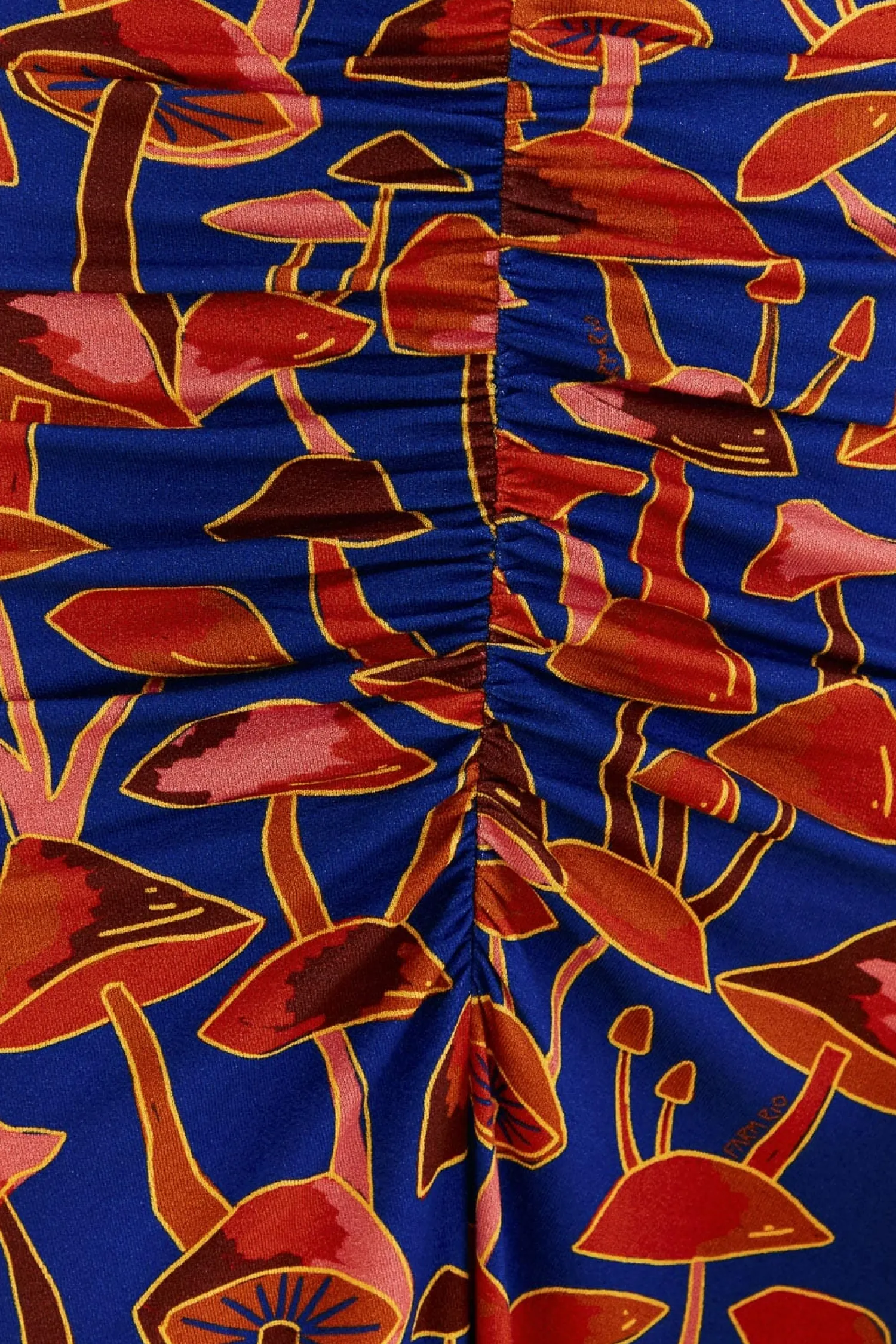 FARM Rio BRIGHT BLUE MUSHROOM SKETCH LENZING™ ECOVERO™ VISCOSE MIDI DRESS