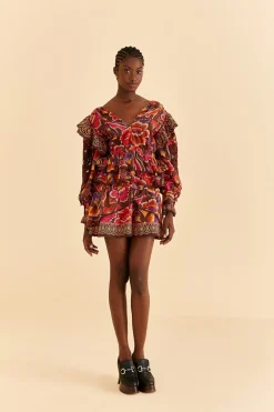 FARM Rio BROWN BRIGHT FLORA MINI SKIRT