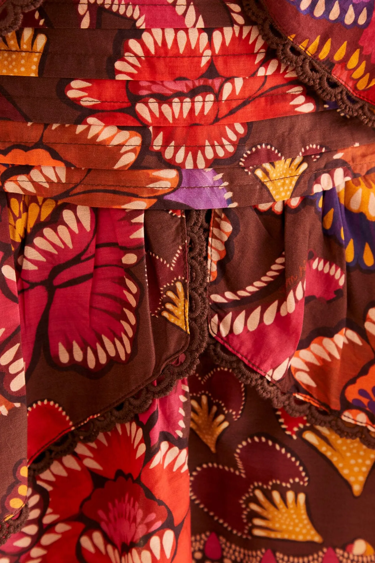 FARM Rio BROWN BRIGHT FLORA MINI SKIRT
