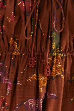 FARM Rio BROWN DOTTED HORSES MAXI DRESS