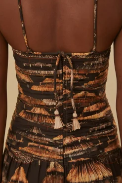 FARM Rio  BROWN SHUHU MAXI DRESS SLEEVELESS