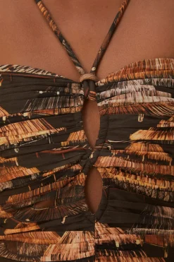 FARM Rio  BROWN SHUHU MAXI DRESS SLEEVELESS