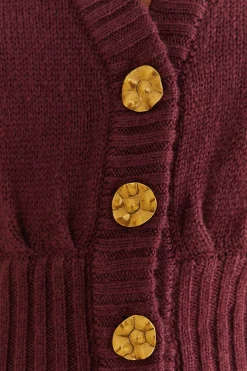 FARM Rio BURGUNDY BUBBLE KNIT CARDIGAN