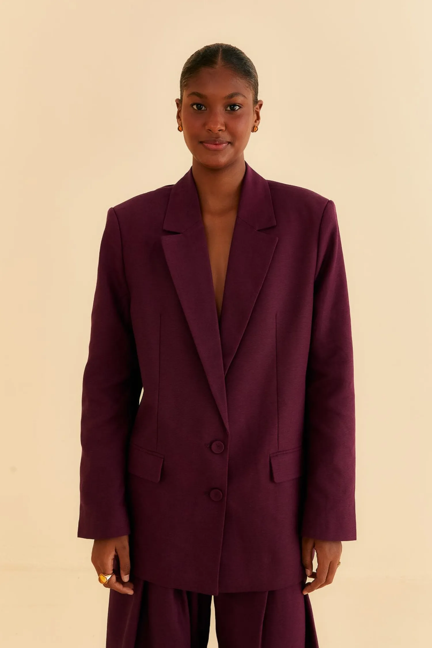 FARM Rio BURGUNDY STRAIGHT BLAZER