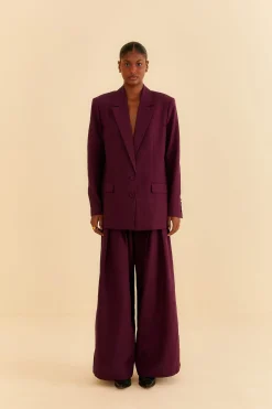 FARM Rio  BURGUNDY STRAIGHT BLAZER