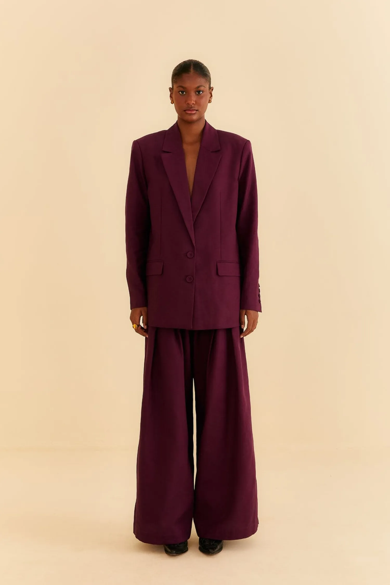 FARM Rio BURGUNDY STRAIGHT BLAZER