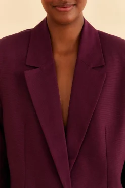 FARM Rio BURGUNDY STRAIGHT BLAZER