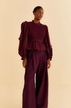 FARM Rio  BURGUNDY TAILORED PANTS