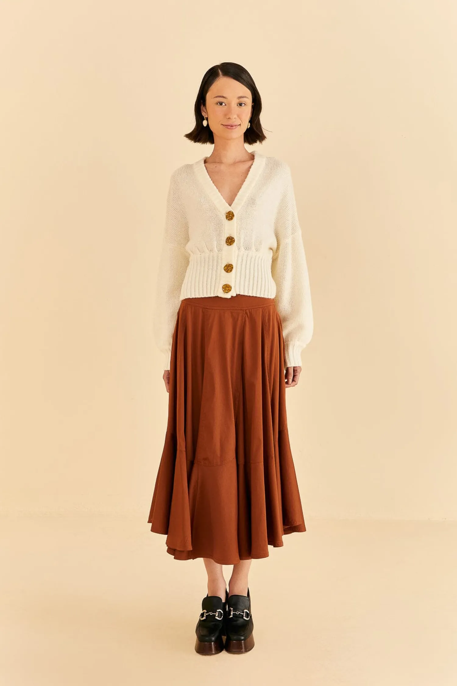 FARM Rio CARAMEL RUFFLE MAXI SKIRT
