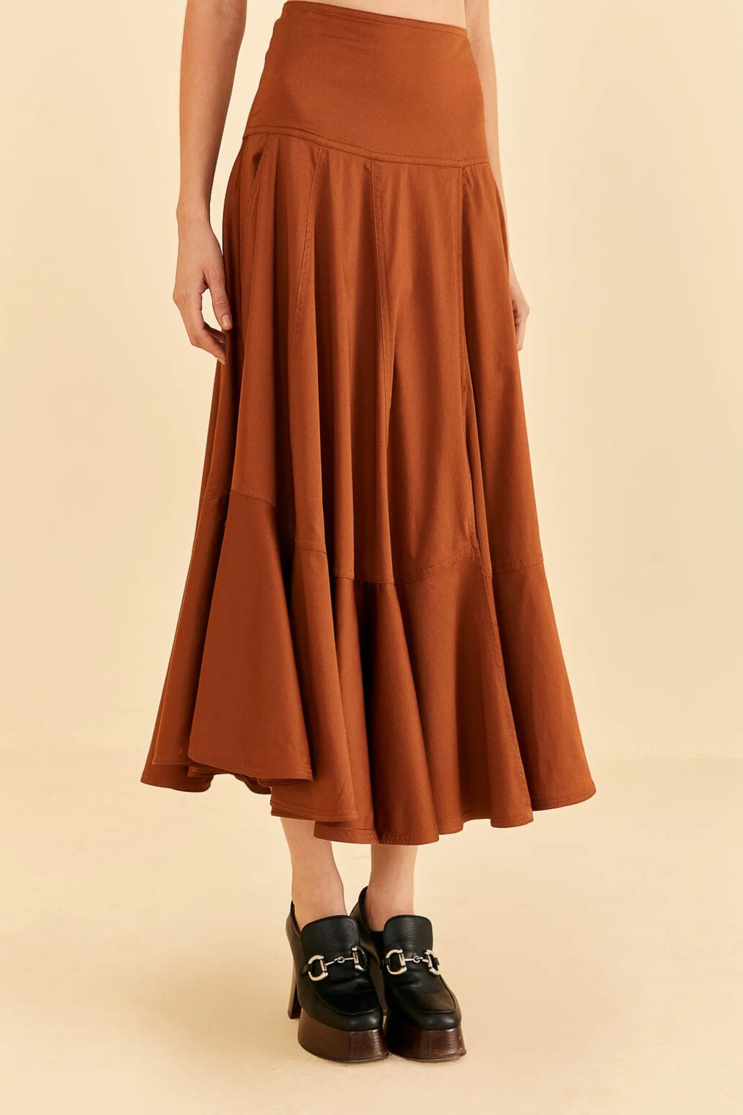 FARM Rio CARAMEL RUFFLE MAXI SKIRT