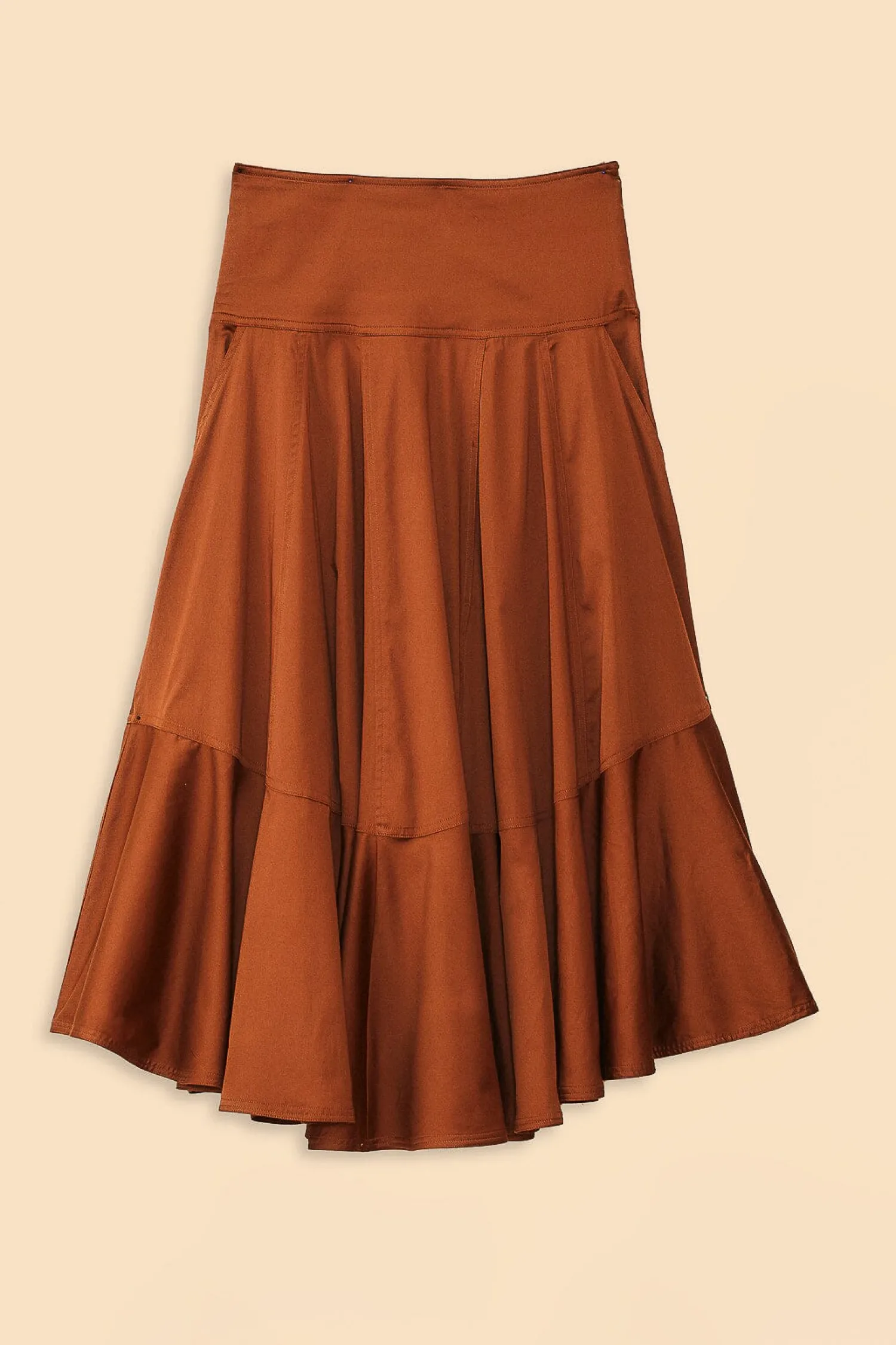 FARM Rio CARAMEL RUFFLE MAXI SKIRT