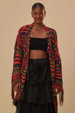 FARM Rio  COLORFUL STRIPES KNIT CARDIGAN