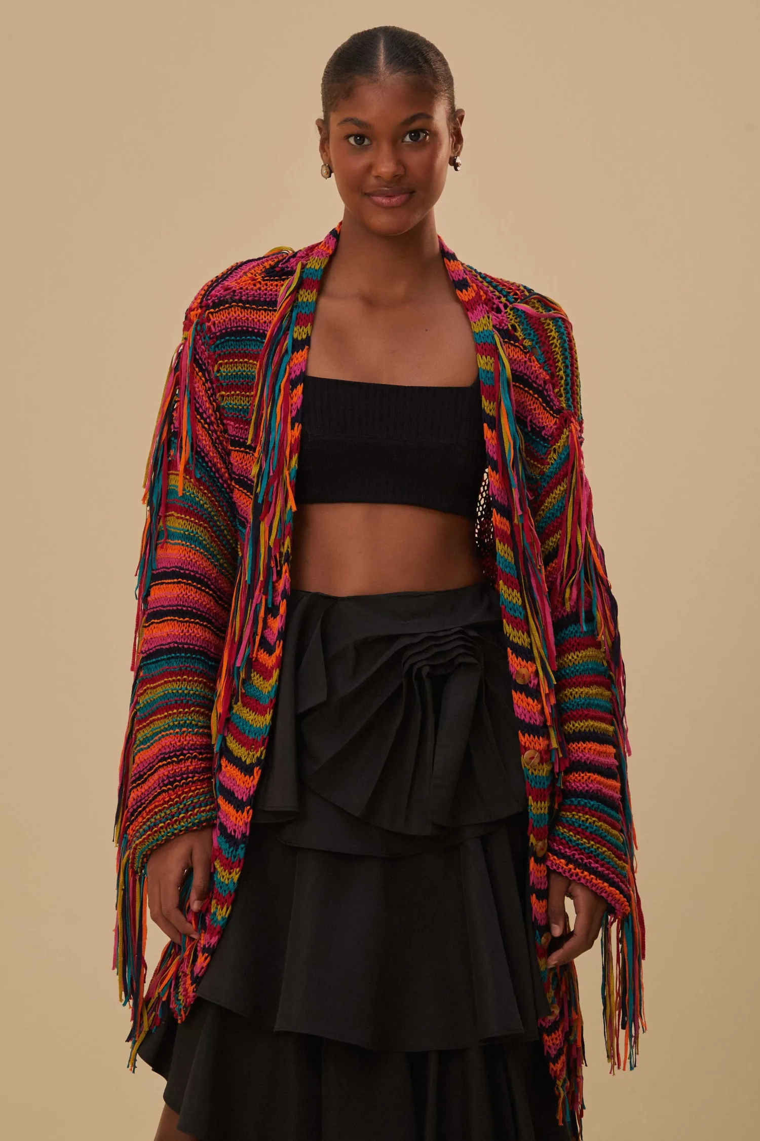FARM Rio COLORFUL STRIPES KNIT CARDIGAN