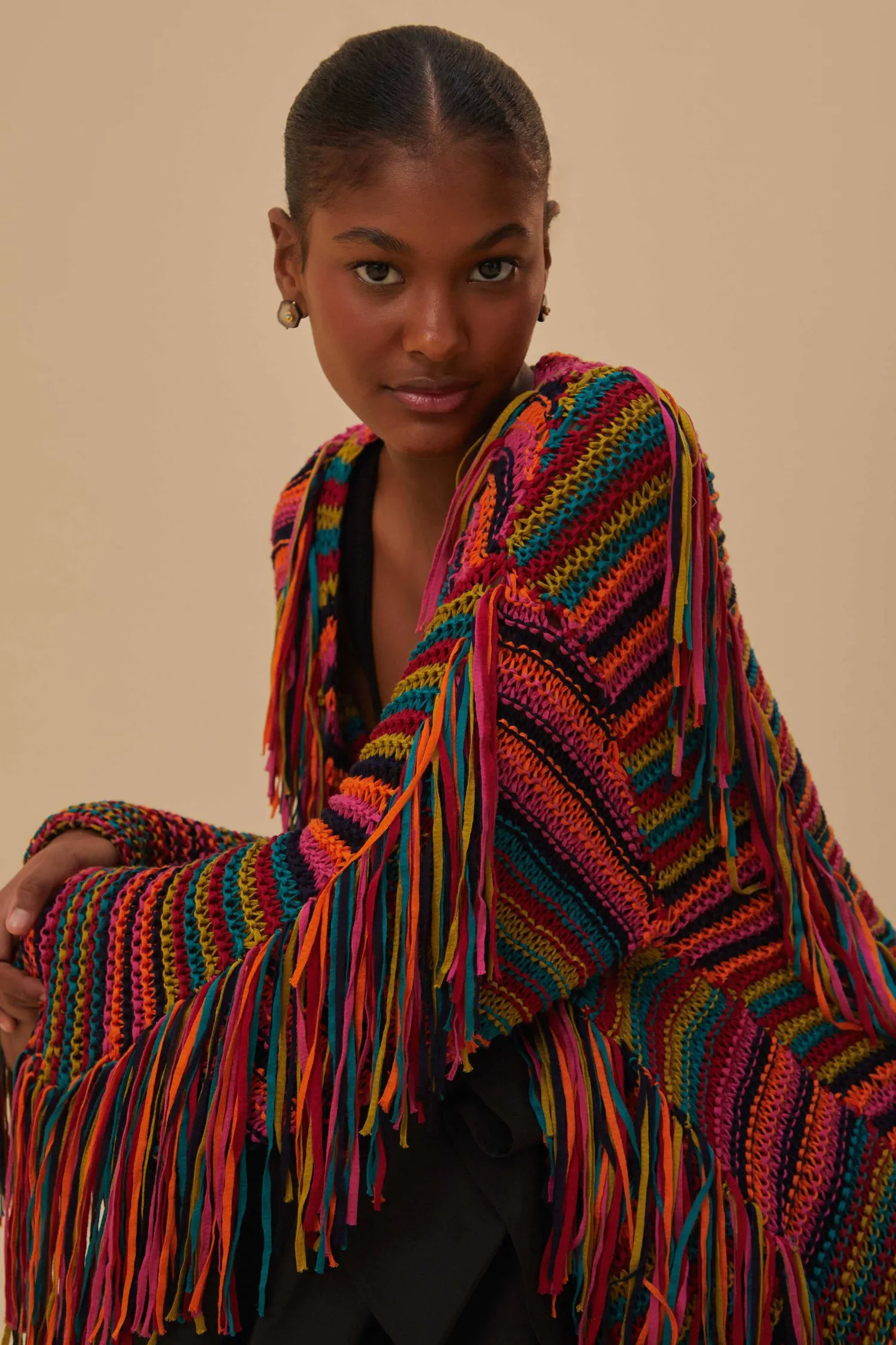 FARM Rio COLORFUL STRIPES KNIT CARDIGAN