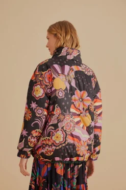 FARM Rio  COLORFUL STRIPES KNIT REVERSIBLE PUFFER JACKET