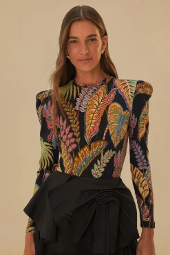 FARM Rio COOL FOLIAGE BLACK BODYSUIT