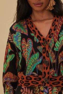 FARM Rio COOL FOLIAGE CROPPED KNIT CARDIGAN