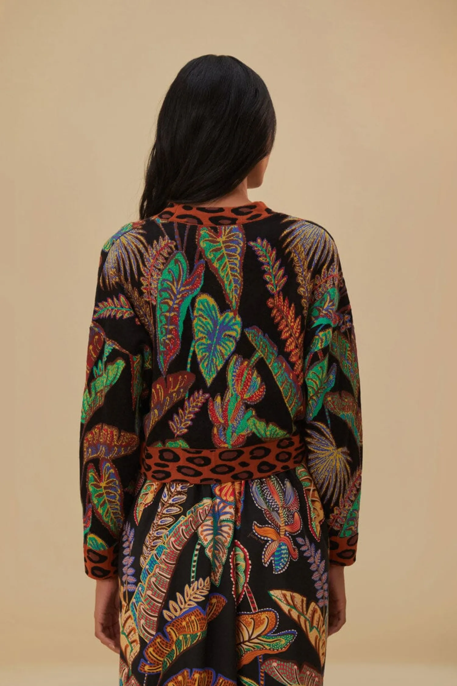 FARM Rio COOL FOLIAGE CROPPED KNIT CARDIGAN