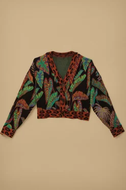 FARM Rio COOL FOLIAGE CROPPED KNIT CARDIGAN