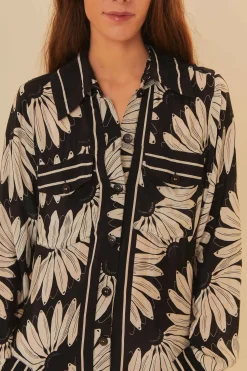 FARM Rio COPABANANA BLACK CHEMISE DRESS