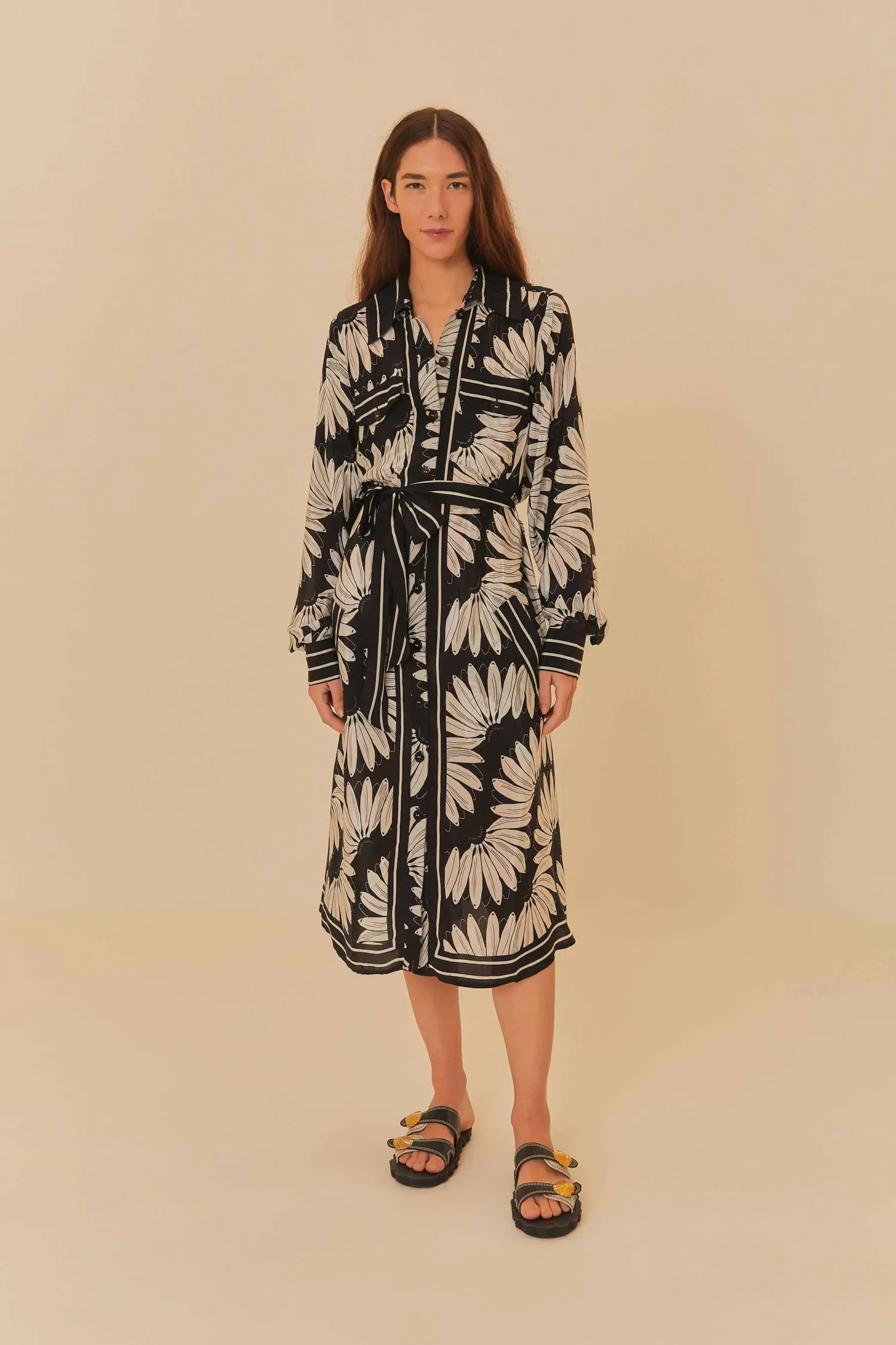 FARM Rio COPABANANA BLACK CHEMISE DRESS
