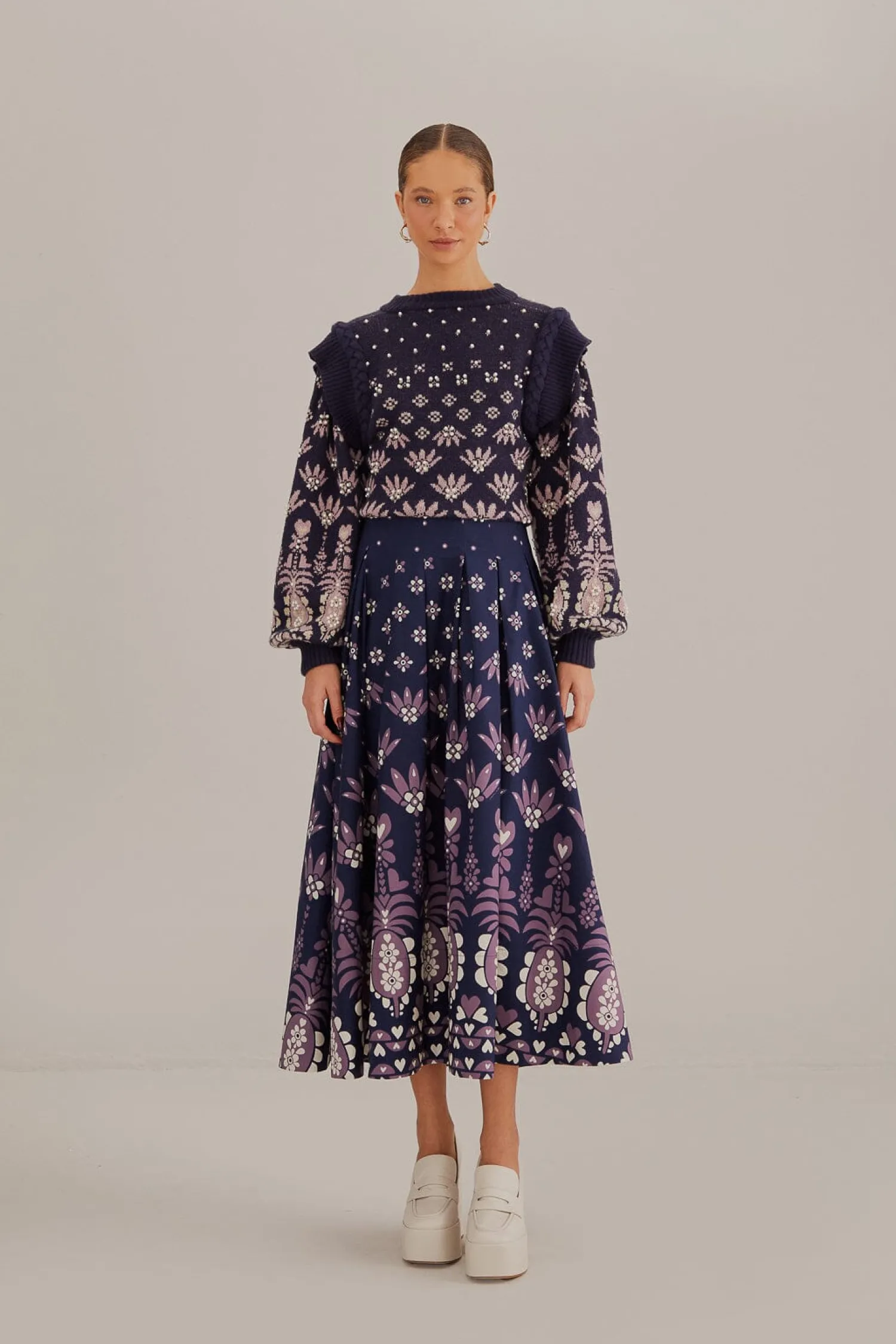 FARM Rio DARK BLUE AINIKA MARTINA KNIT SWEATER