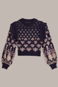 FARM Rio DARK BLUE AINIKA MARTINA KNIT SWEATER