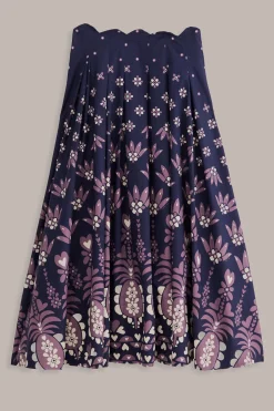 FARM Rio  DARK BLUE AINIKA MARTINA MIDI SKIRT