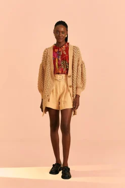 FARM Rio DARK SAND HANDMADE DOTS CARDIGAN