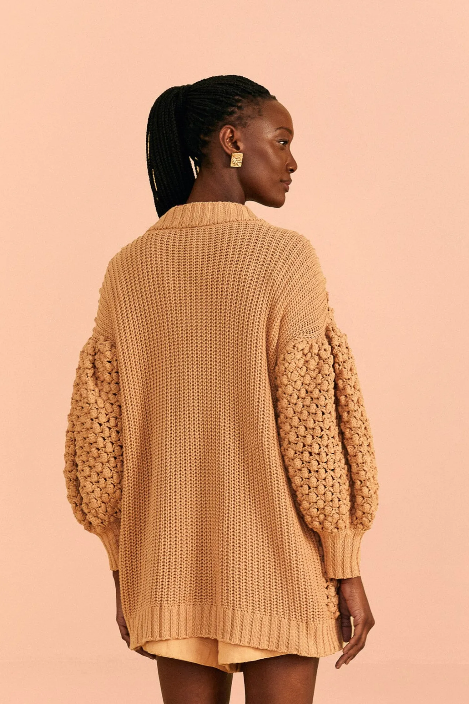FARM Rio DARK SAND HANDMADE DOTS CARDIGAN