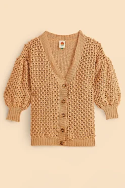 FARM Rio DARK SAND HANDMADE DOTS CARDIGAN