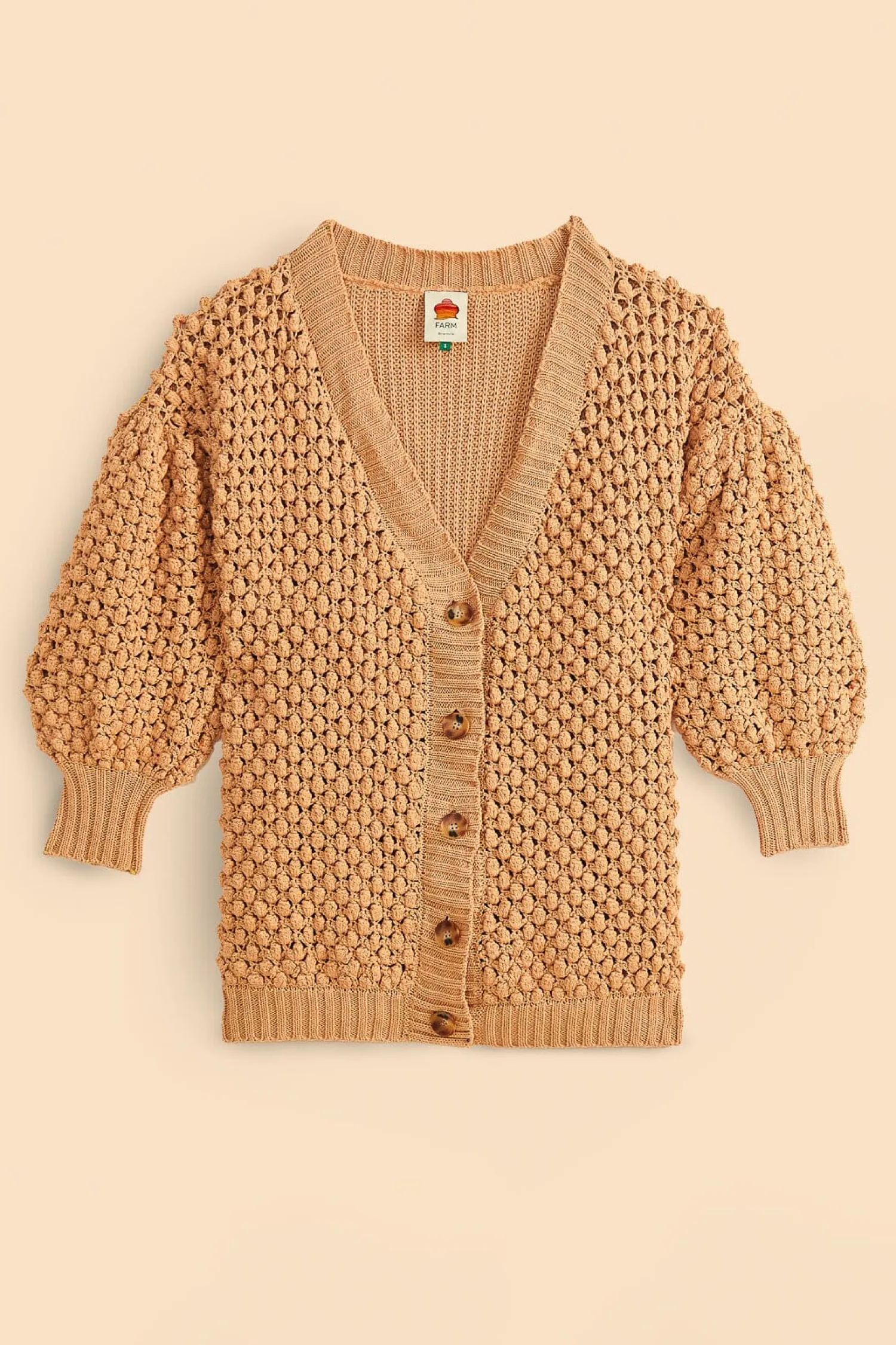 FARM Rio DARK SAND HANDMADE DOTS CARDIGAN