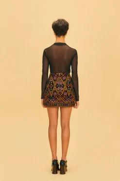 FARM Rio EMBROIDERED CORDUROY MINI SKIRT